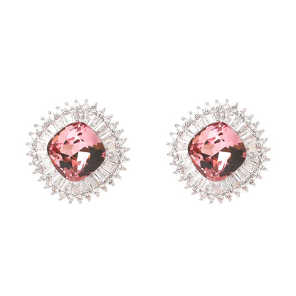 High-grade Aesthetic, Super Sparkling Crystal Zircon Inlaid Simple Ear Studs