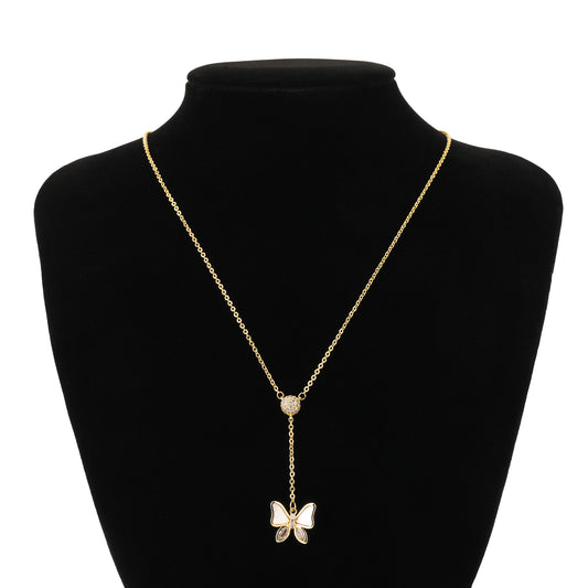 Mother Shell Butterfly Zircon Gold Necklace Collar Chain