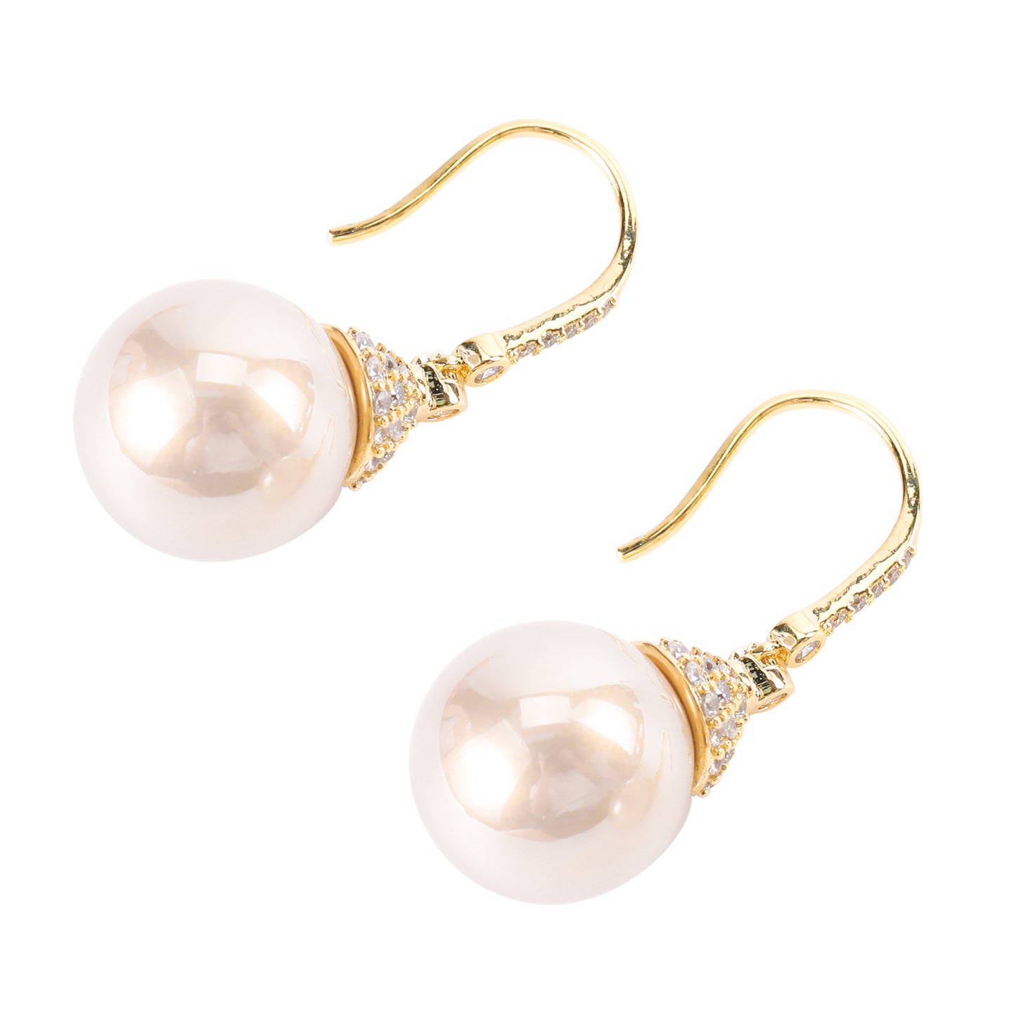 Elegant and Simple Style Zircon Waterdrop Pearl Ear Hooks