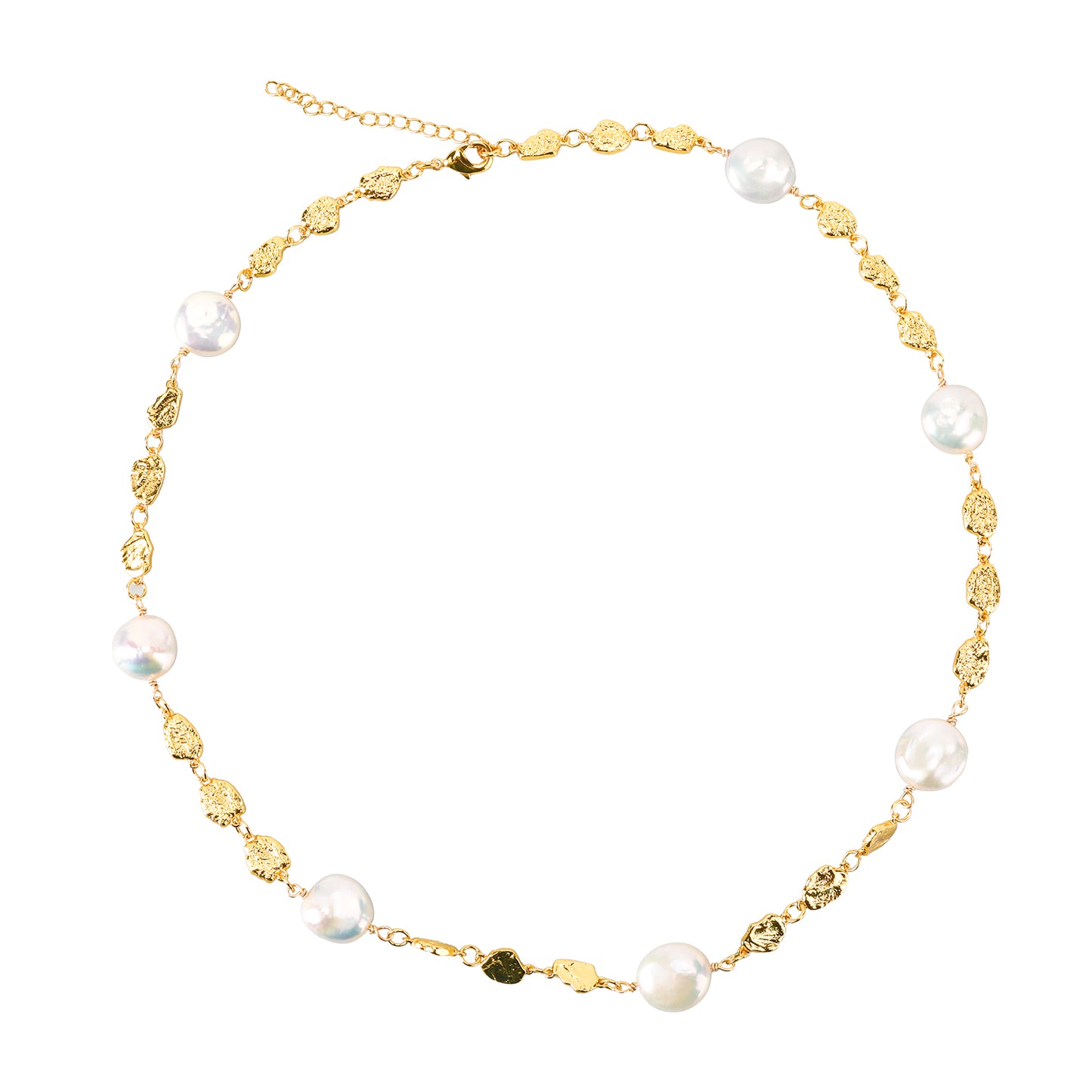 ins Gold Coin Baroque Pearl Necklace Collarbone Chain