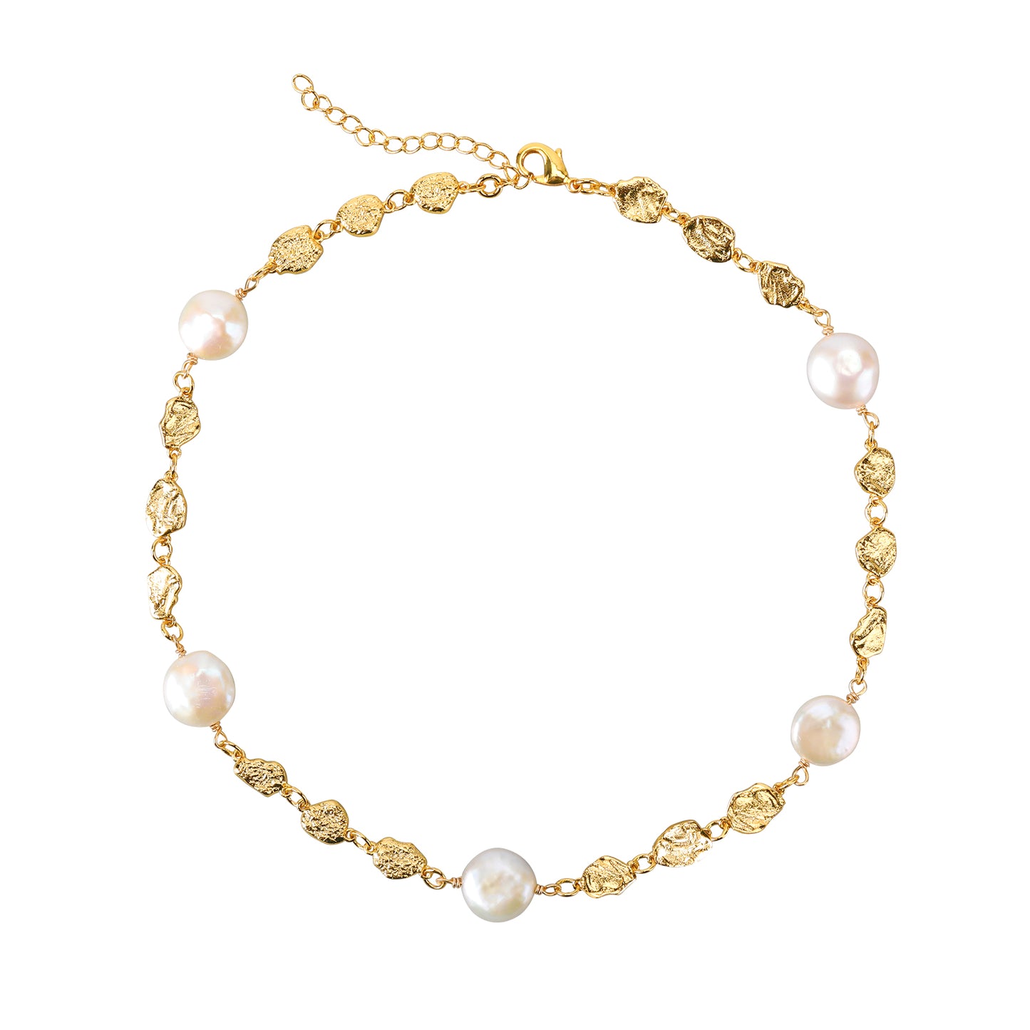 ins Gold Coin Baroque Pearl Necklace Collarbone Chain