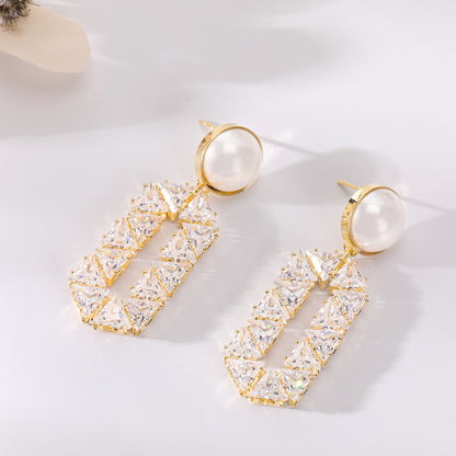 Super Sparkling Geometric Zircon Inlaid Rhombus Earrings