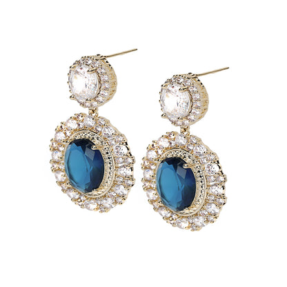 Ultra Sparkling Zircon Inlaid Statement Earrings