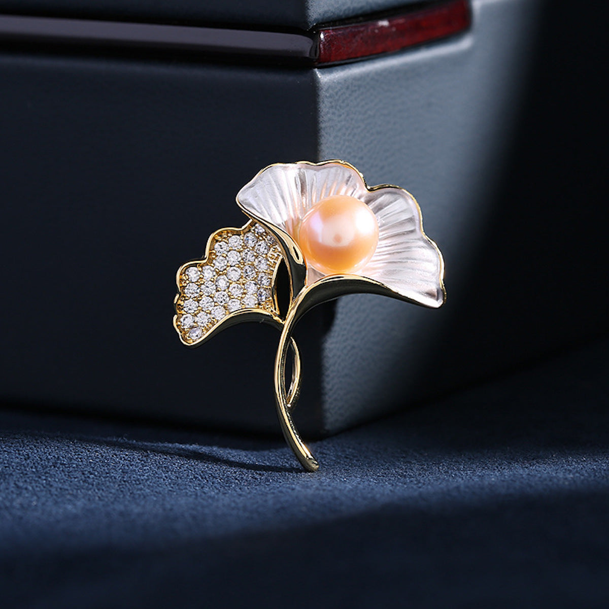 Elegant and Graceful Pearl Ginkgo Leaf Brooch