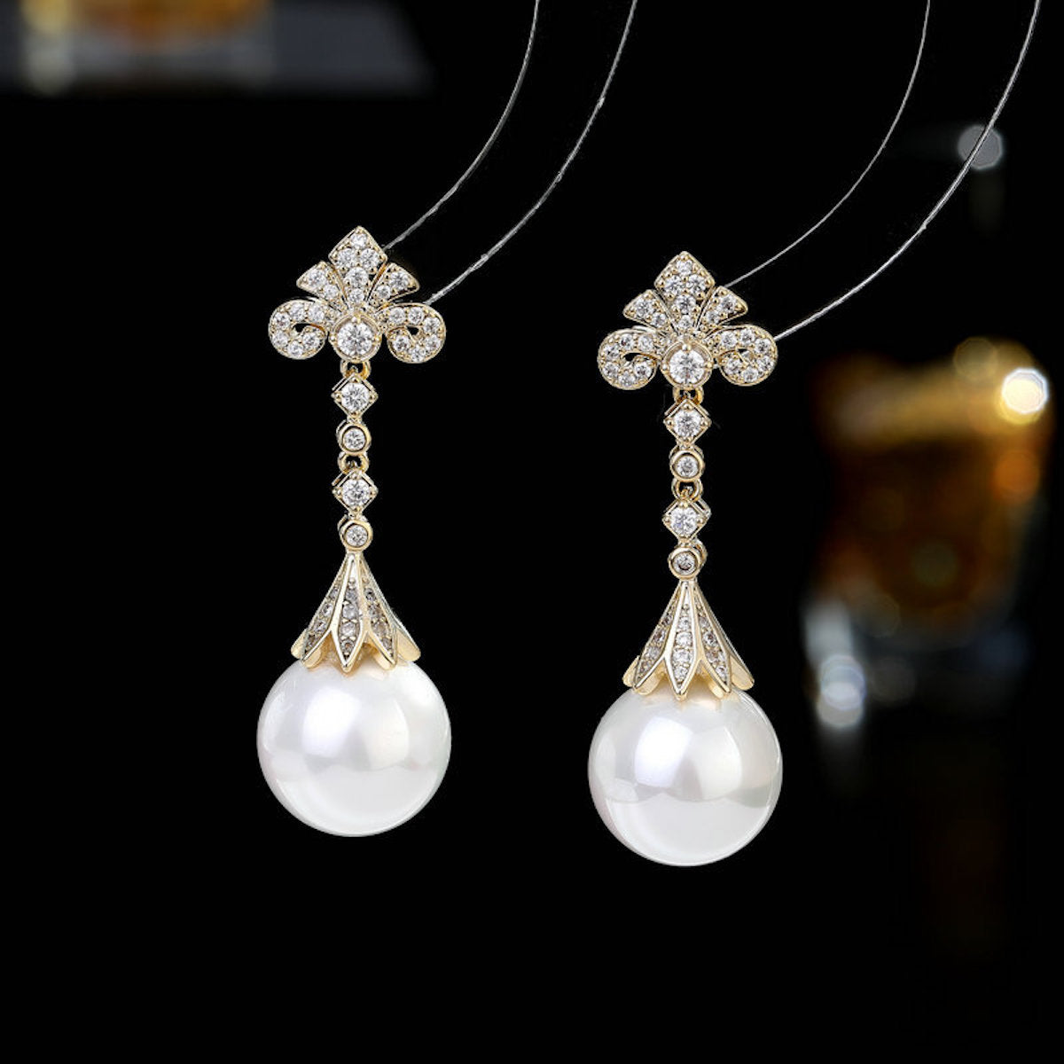 French Niche Light Luxury High-grade Aesthetic, Hollow Pattern Pearl Earrings