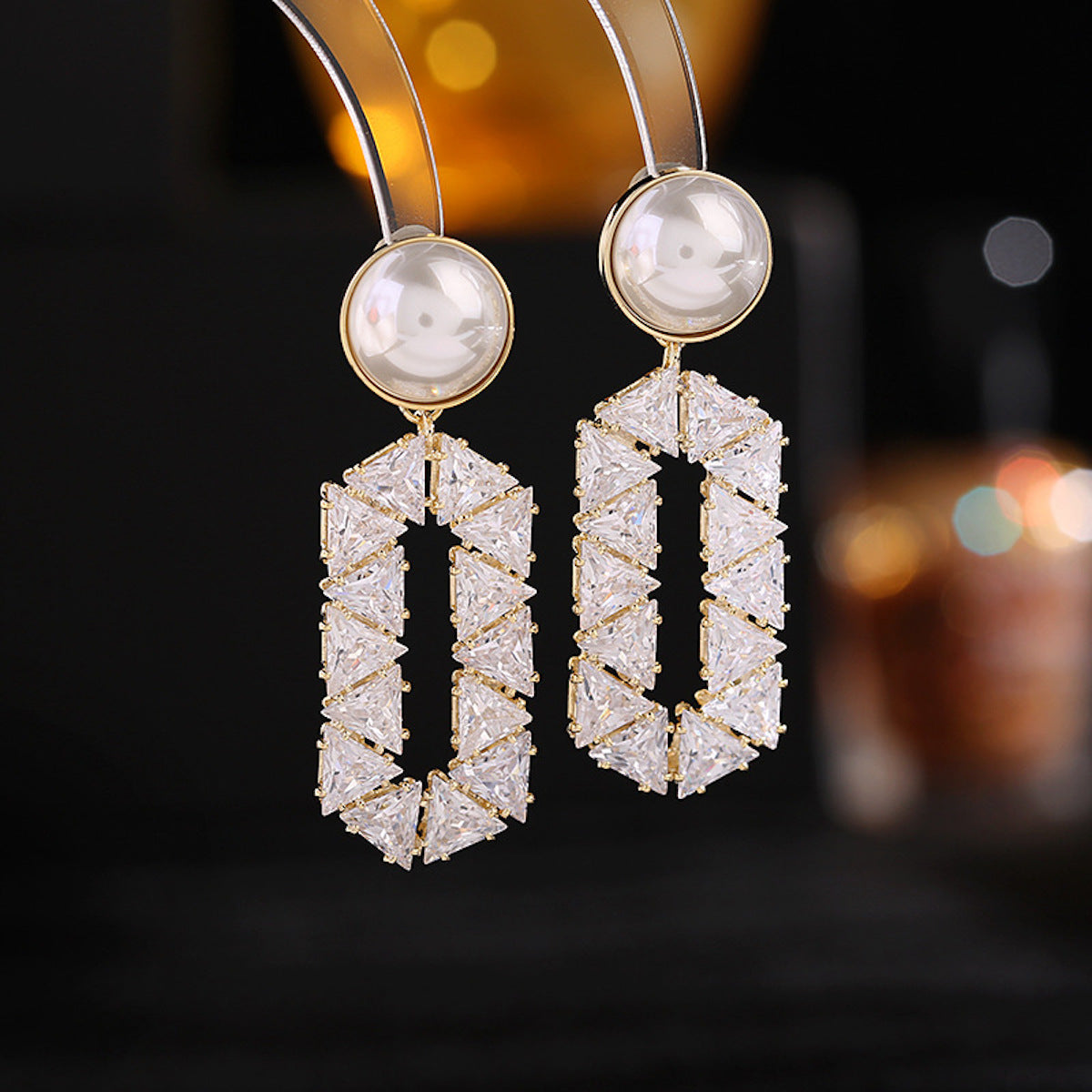 Super Sparkling Geometric Zircon Inlaid Rhombus Earrings