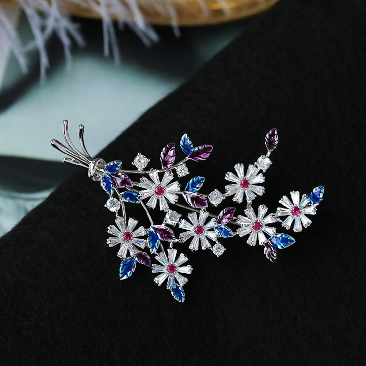 Colorful Zircon Fashion Brooch, Elegant Coat Cardigan Clasp Brooch