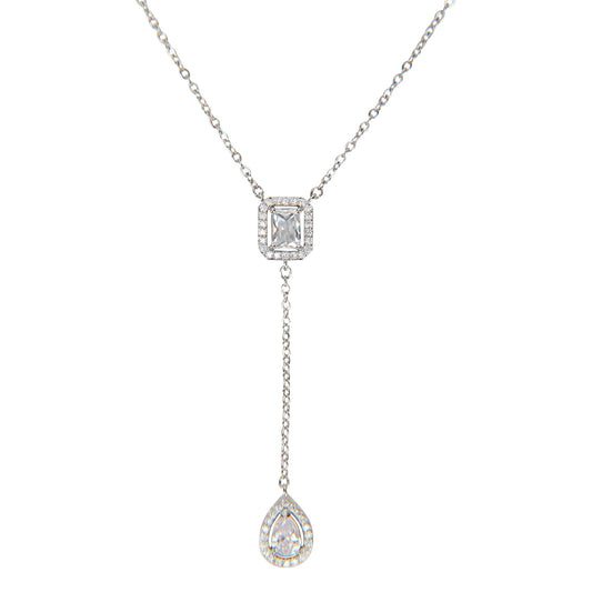 Square Waterdrop Zircon Collarbone Chain