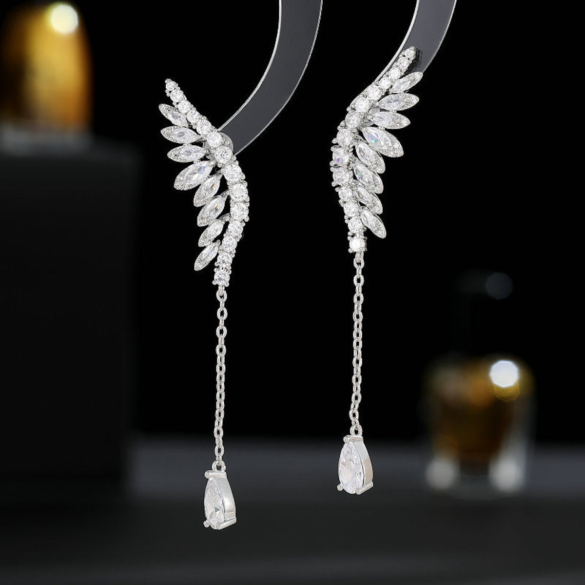 Unique and Artistic Tassel Waterdrop Angel Wings Earrings