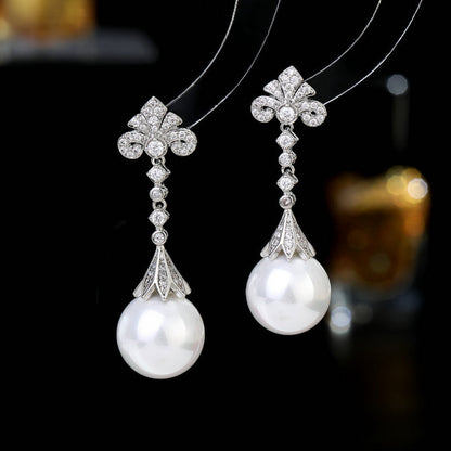 French Niche Light Luxury High-grade Aesthetic, Hollow Pattern Pearl Earrings