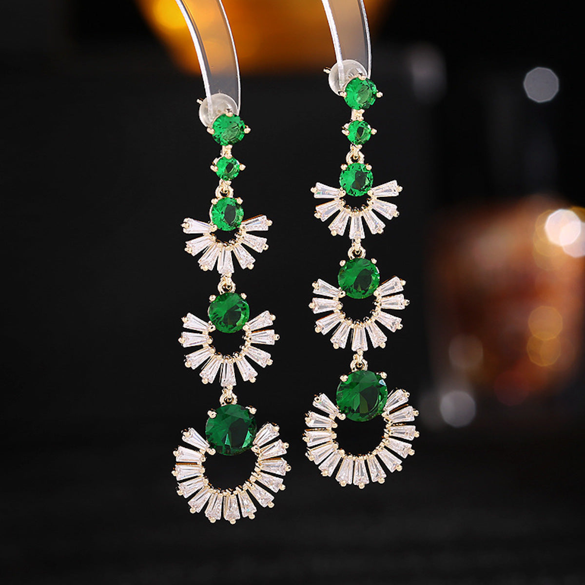 Long Geometric Fan-shaped Earrings