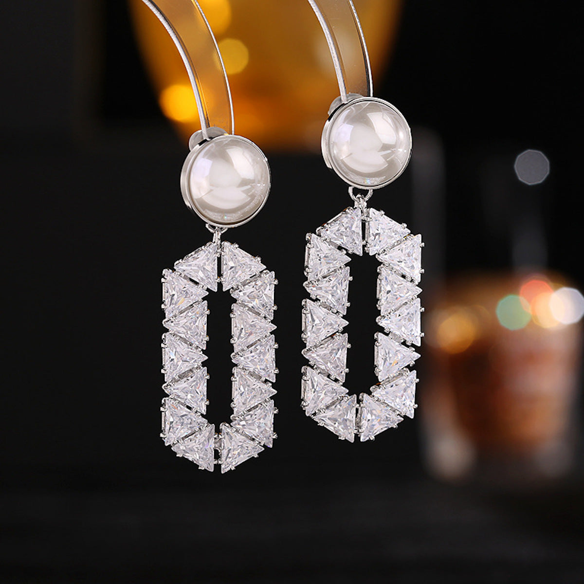 Super Sparkling Geometric Zircon Inlaid Rhombus Earrings