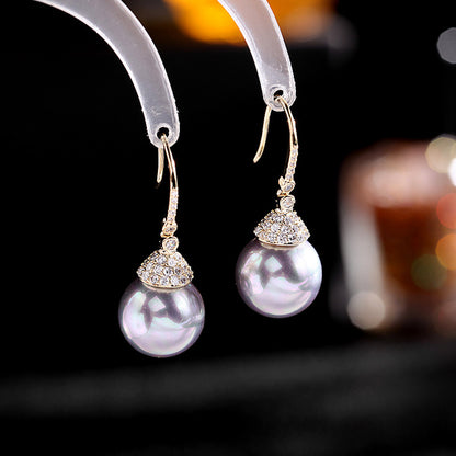 Elegant and Simple Style Zircon Waterdrop Pearl Ear Hooks