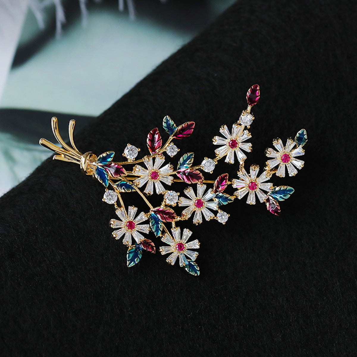 Colorful Zircon Fashion Brooch, Elegant Coat Cardigan Clasp Brooch