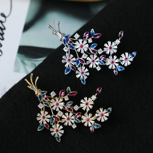 Colorful Zircon Fashion Brooch, Elegant Coat Cardigan Clasp Brooch