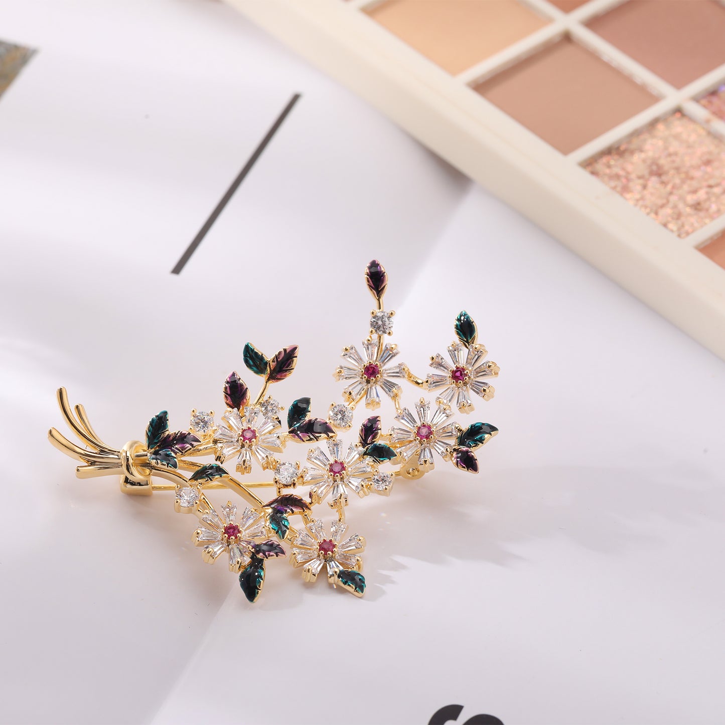 Colorful Zircon Fashion Brooch, Elegant Coat Cardigan Clasp Brooch