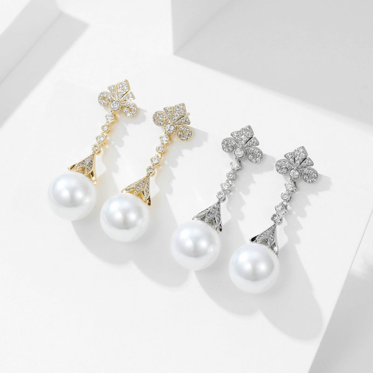 French Niche Light Luxury High-grade Aesthetic, Hollow Pattern Pearl Earrings