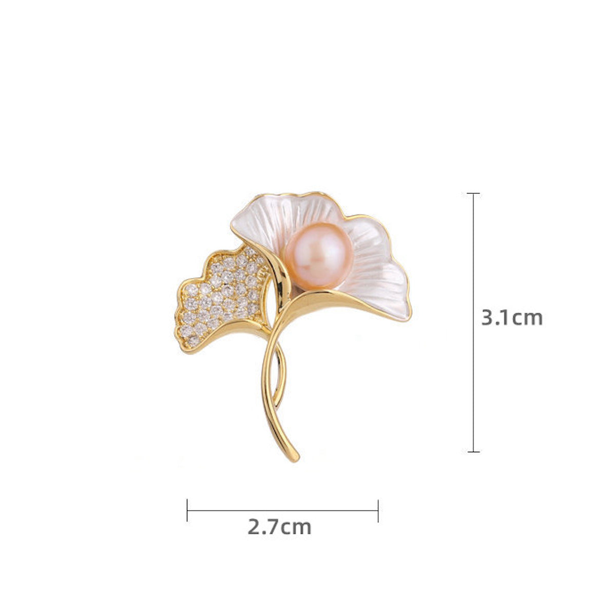 Elegant and Graceful Pearl Ginkgo Leaf Brooch