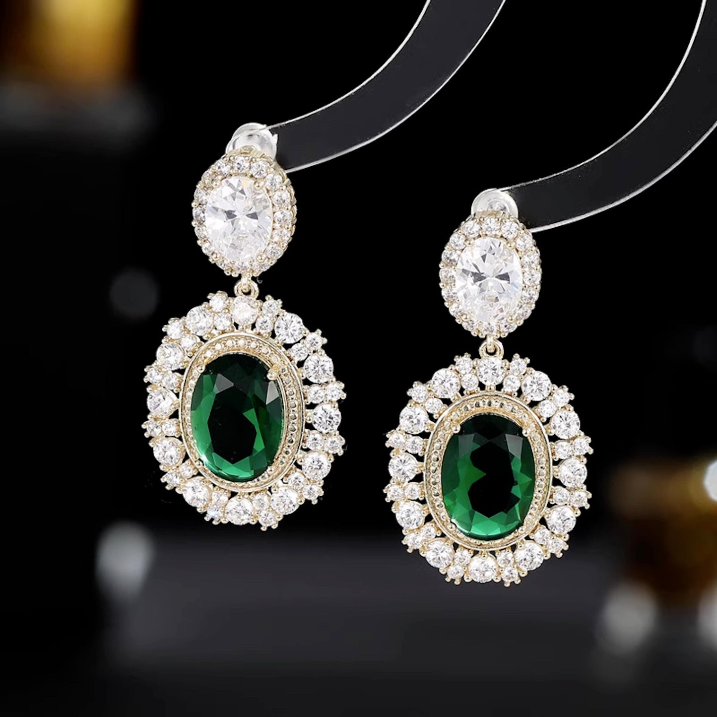 Ultra Sparkling Zircon Inlaid Statement Earrings