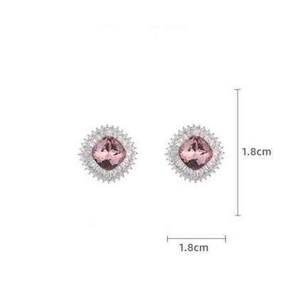 High-grade Aesthetic, Super Sparkling Crystal Zircon Inlaid Simple Ear Studs