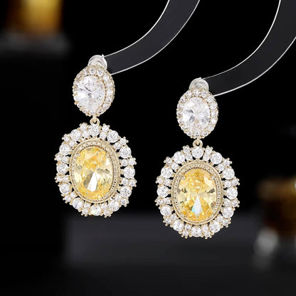 Ultra Sparkling Zircon Inlaid Statement Earrings