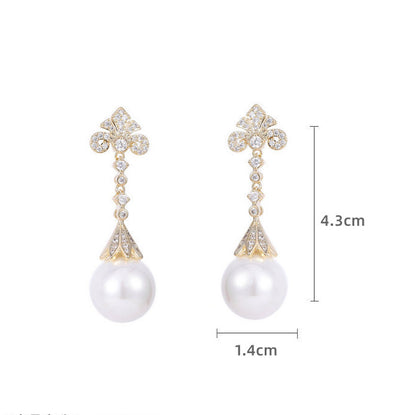 French Niche Light Luxury High-grade Aesthetic, Hollow Pattern Pearl Earrings