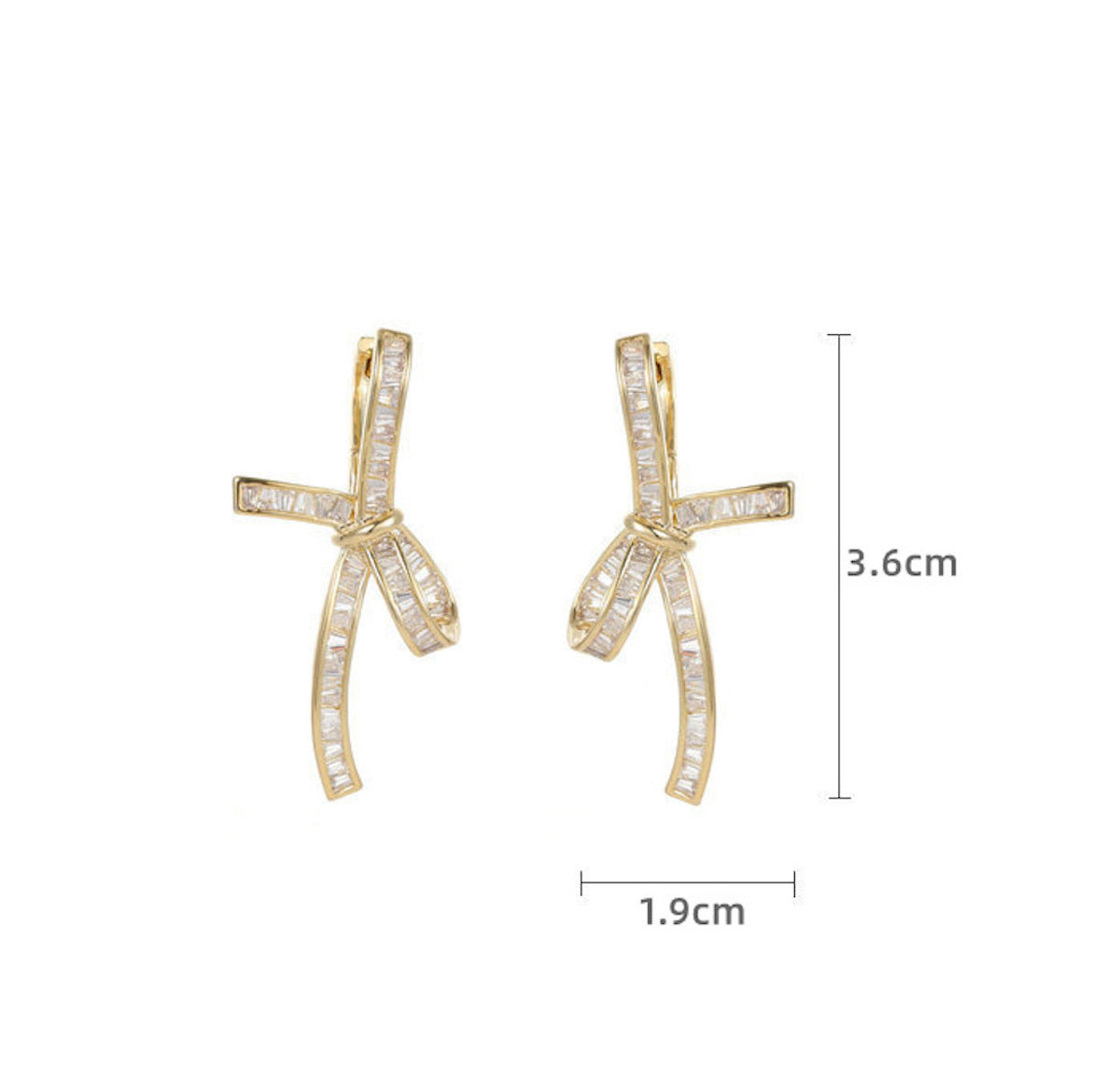 Square Zircon Inlaid Earrings, Bowknot Ear Clips