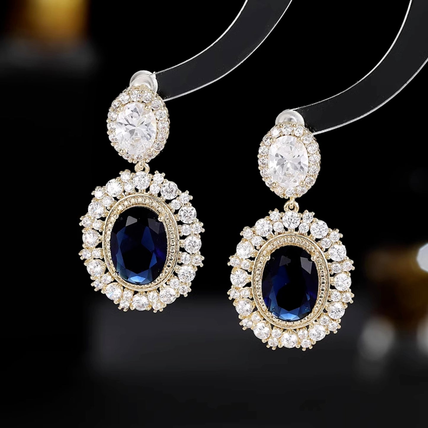 Ultra Sparkling Zircon Inlaid Statement Earrings