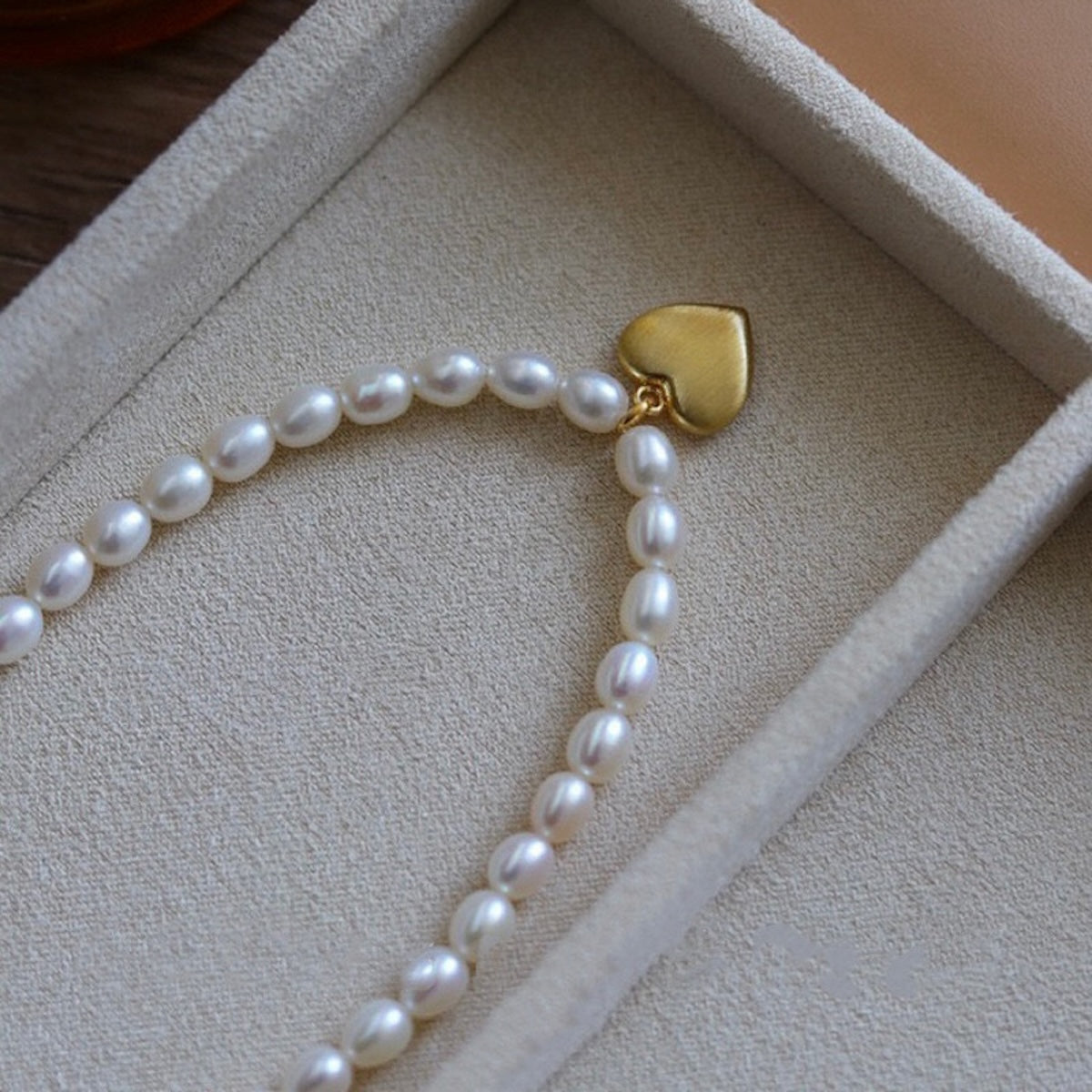 Natural Pearl Heart Pendant Necklace, Collarbone Chain